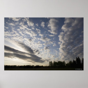 Poster Opinião do céu do horizonte com nuvens