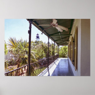 Poster Opinião do farol de Key West da casa de Hemingway