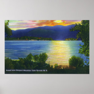 Poster Opinião do por do sol da montanha da perspectiva