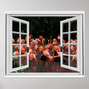 Poster Opinião falsificada da janela dos flamingos