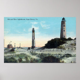 Pôster Opinião LighthouseCape idoso e novo Henry, VA