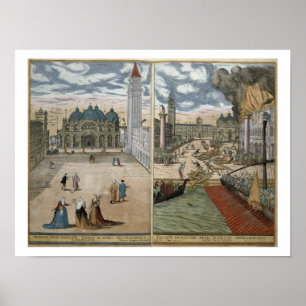 Pôster Opinião San Marco, e o Palazzo Ducale no fogo,