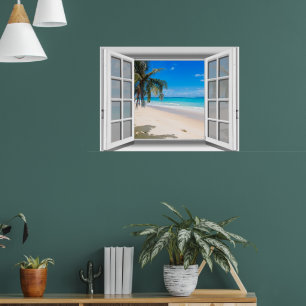 Pôster Opinião tropical 3D da janela da falsificação d