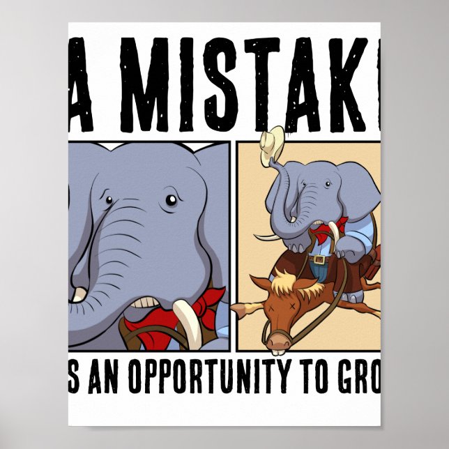 Poster Oportunidade Divertida de Elefante para Crescer Mo (Frente)
