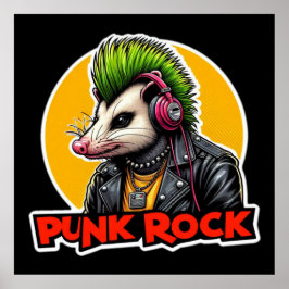 POSTER OPOSSUM PUNK ROCK GREEN