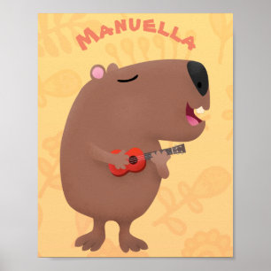 Poster Óptica desenho animado de capybara ukulele