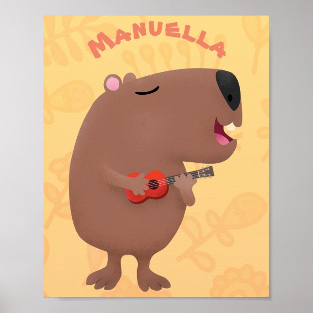 Poster Óptica desenho animado de capybara ukulele (Frente)