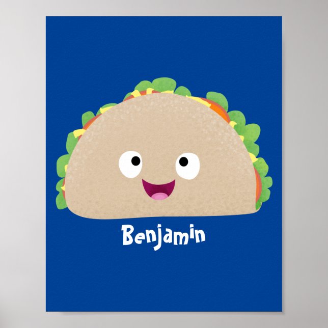 Poster Óptica ilustração do desenho animado do taco feliz (Frente)