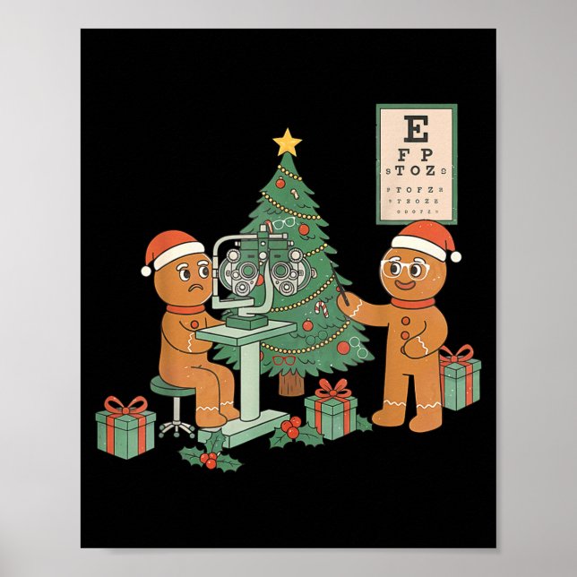 Poster Optometry Gingerbread Christmas Optician Sight Squ (Frente)