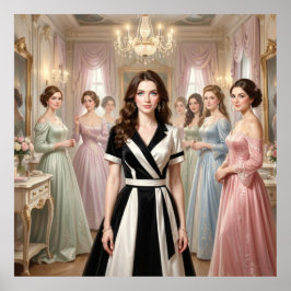 Poster Opulência Vintage e o Vestido Monocromático