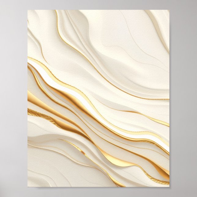 Poster "Opulent Gold and Cream Marble Swirls" (Frente)
