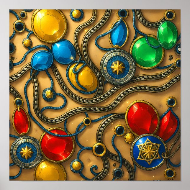 Poster Opulent Gold & Jewel Seamless Wall Art Decor (Frente)