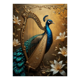 Pôster Opulent Serenade: Peacock Harpist