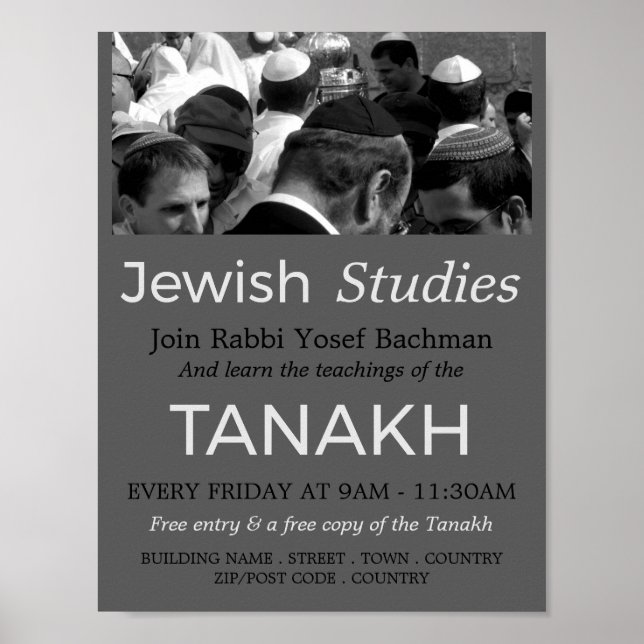 Poster Oração à Sinagoga, Judaísmo, Estudos Judaicos (Frente)