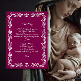 Poster Oração Ave Maria Elegante Burgundy Branco Botânico