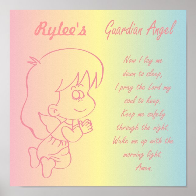 Pôster Oração da Noite do Anjo da Guardiã (Frente)
