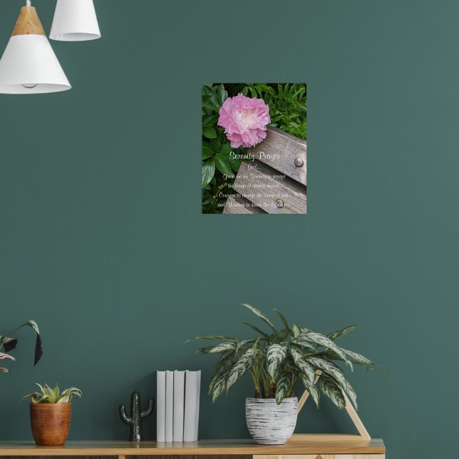Poster Oração da Serenidade Peônia Rosa Floral (Sala de Estar 1)