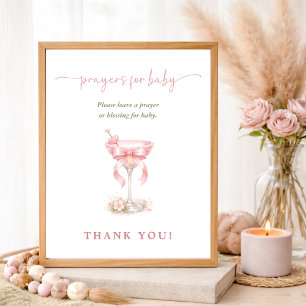Poster Oração de Chuvinha de Bebê com Laço Rosa para Baby