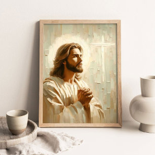 Poster Oração de Cristo, Pintura Cristã, Retrato de Jesus