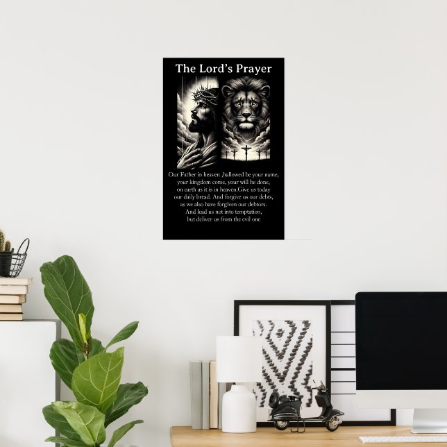 Poster Oração do Senhor Arte Monocromática Graça Soberana (Escritório em casa)