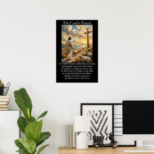 Poster Oração do Senhor Bom Pastor Ovelhas Nascer do Sol
