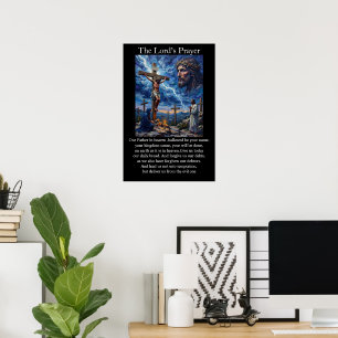 Poster Oração do Senhor Crucificação Calvário Tempestade
