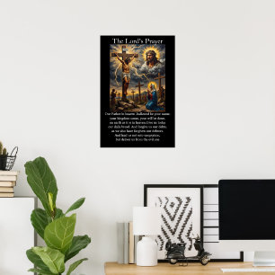 Poster Oração do Senhor Crucificação Halos Radiantes Calv