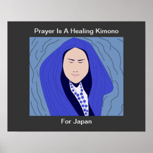 Poster oração é um quimono curador para o Japão