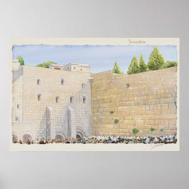 Poster Oração, Muro Ocidental KOTEL Jerusalém Cidade Anti (Frente)