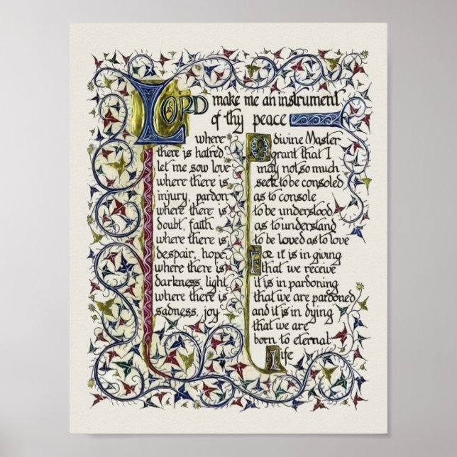 Poster Oração pela paz da Rua. Francisco de Assis (Frente)