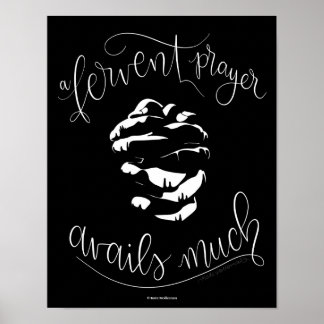Poster Oração Útil Avança Muito - Mãos Rezando Pretas