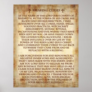 Poster Oração Vinculativa para Quebrar Maldições.