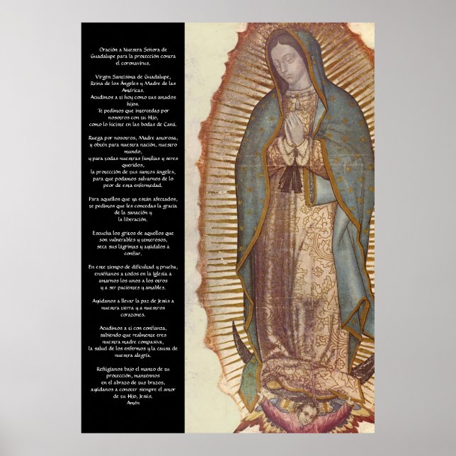 Poster Oración Guadalupe para la protección coronavirus (Frente)