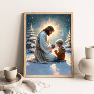Poster Orações de Feriado, Arte Cristã para Paredes, Jesu