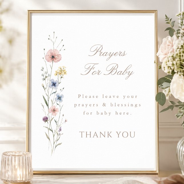 Poster Orações Elegantes para Chuvinha de Bebê com Florzi (Criador carregado)