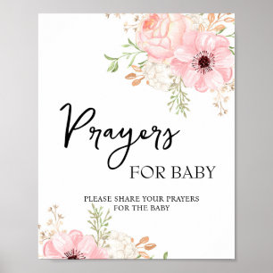 Poster Orações Florais Rosa para Sinais de Bebê