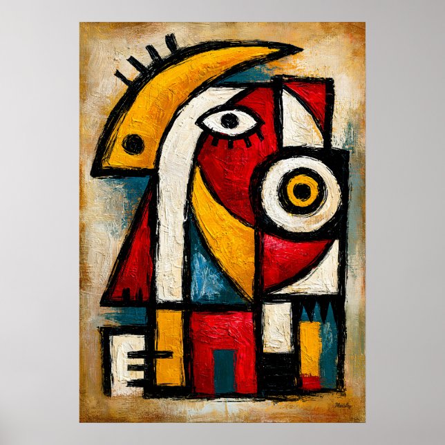 Poster Oráculo Cubista Primitivo Geométrico Abstrato em N (Frente)