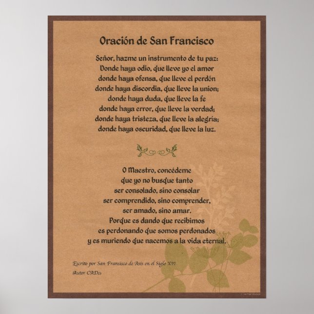 Pôster Orancion de San Fransisco (Frente)