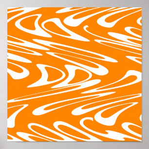Pôster Orange and White Retro Pattern.