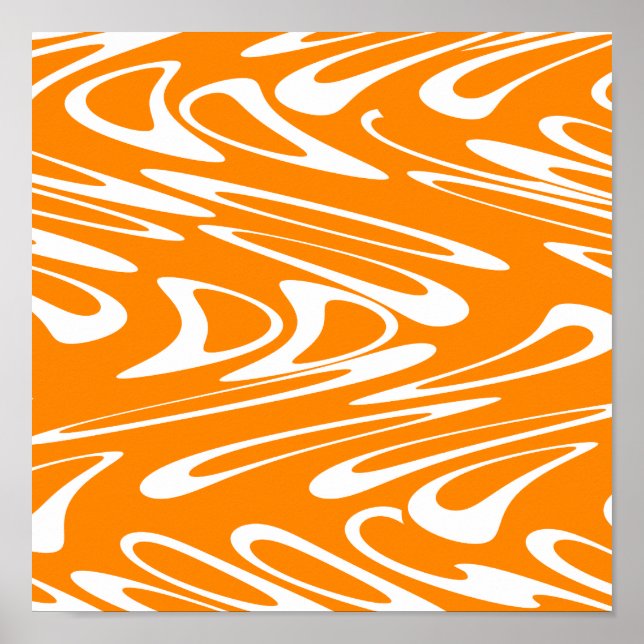Pôster Orange and White Retro Pattern. (Frente)