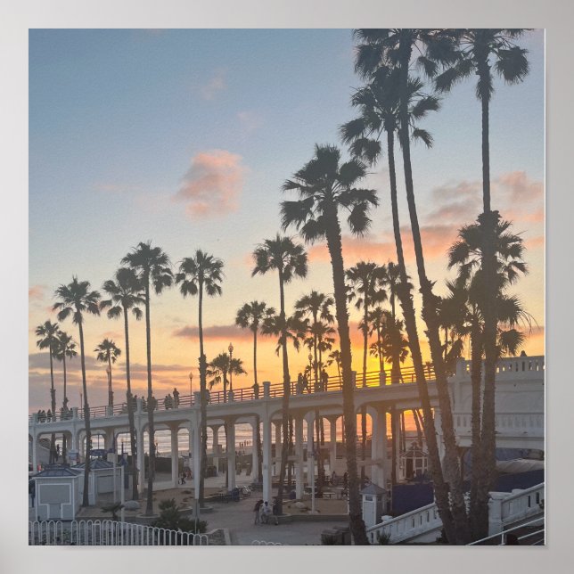 Poster Orange and Yellow Sunset Oceanside California (Frente)