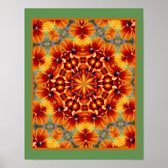 Poster Orange Black Eyed Susan Daisy Abstrato (Frente)