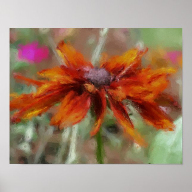 Poster Orange Black Eyed Susan Flower Art (Frente)