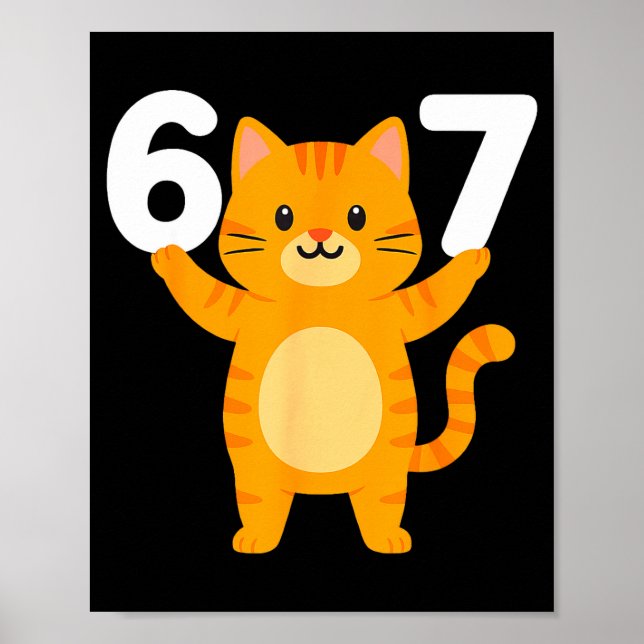 Poster Orange Cat 67 Meme Six Seven Funny Cat Lover  (Frente)