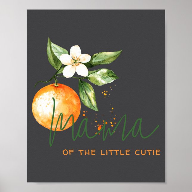 Poster Orange Citrus Little Cutie Baby Shower Mama To Be  (Frente)