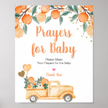 Orange Citrus Vintage Truck Prayers para Baby Sign