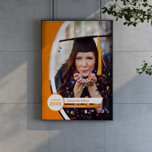 Poster Orange Curved Frame Photo Graduation