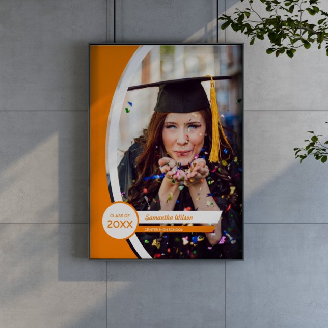 Poster Orange Curved Frame Photo Graduation (Criador carregado)