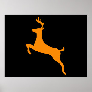 Pôster Orange Deer Silhouette
