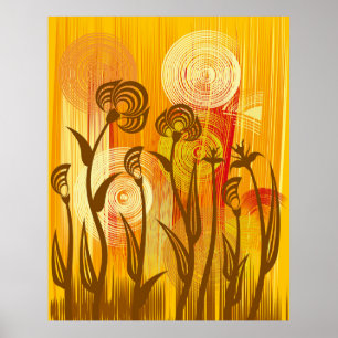 Poster Orange floral background